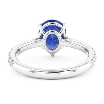 Natural Sapphire Ring 3ct - White Gold 14K