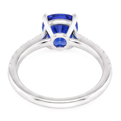 Natural Sapphire Ring 3ct - White Gold 14K