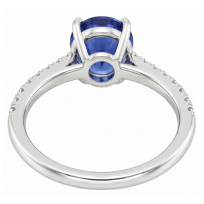 Natural Sapphire Ring 3ct - White Gold 14K