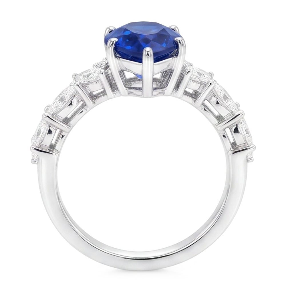Natural Sapphire Ring 3ct - White Gold 14K