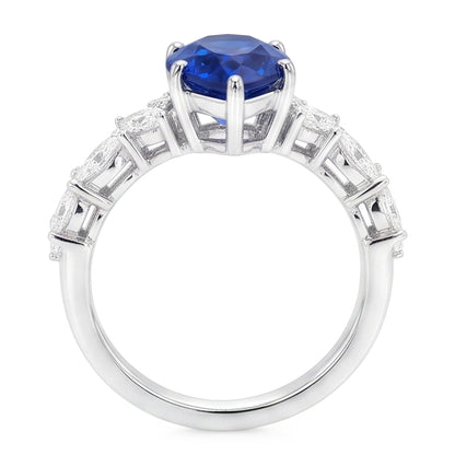 Natural Sapphire Ring 3ct - White Gold 14K