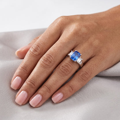 Natural Sapphire Ring 3ct - White Gold 14K