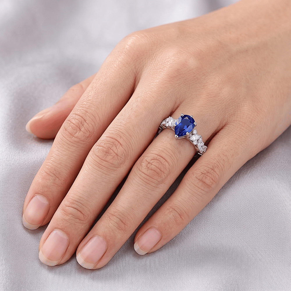 Natural Sapphire Ring 3ct - White Gold 14K