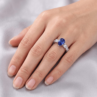 Natural Sapphire Ring 3ct - White Gold 14K
