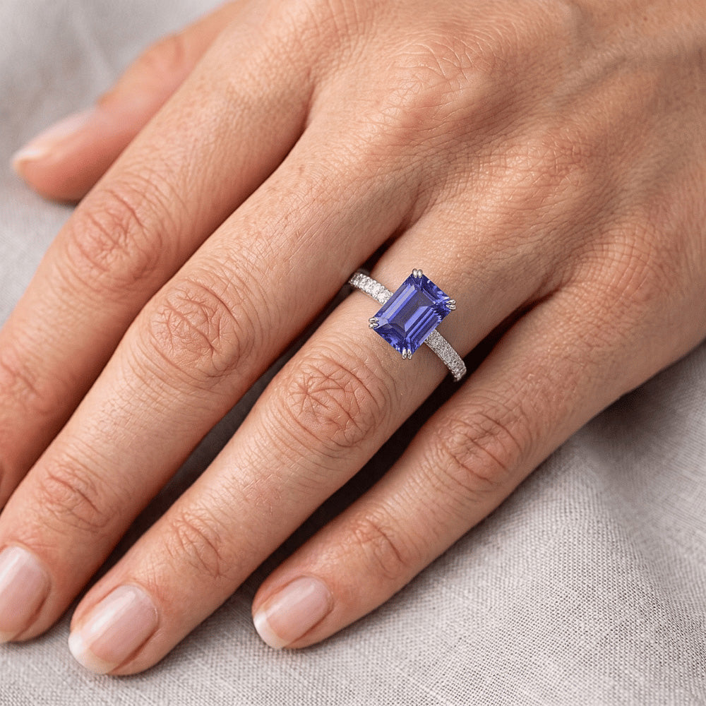 Natural Sapphire Ring 3ct - White Gold 14K