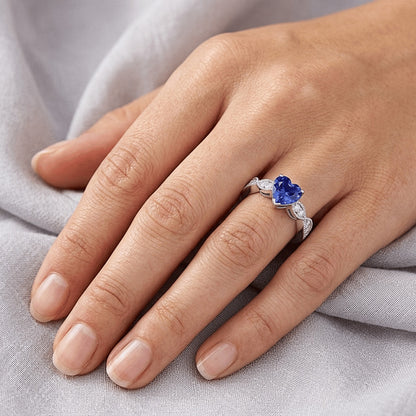 Natural Sapphire Ring 3ct - White Gold 14K