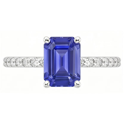 Natural Sapphire Ring 4.25ct - White Gold 14K