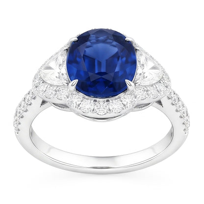 Natural Sapphire Ring 4.25ct - White Gold 14K