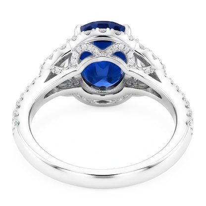 Natural Sapphire Ring 4.25ct - White Gold 14K
