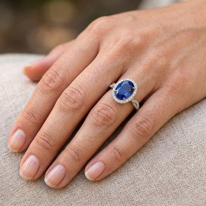 Natural Sapphire Ring 4.25ct - White Gold 14K