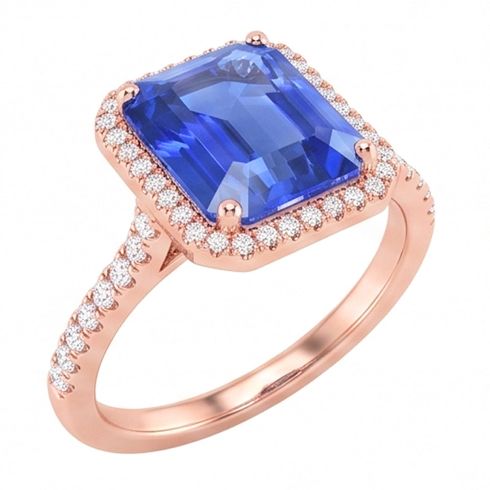 Natural Sapphire Ring 4.50ct - Rose Gold 14K