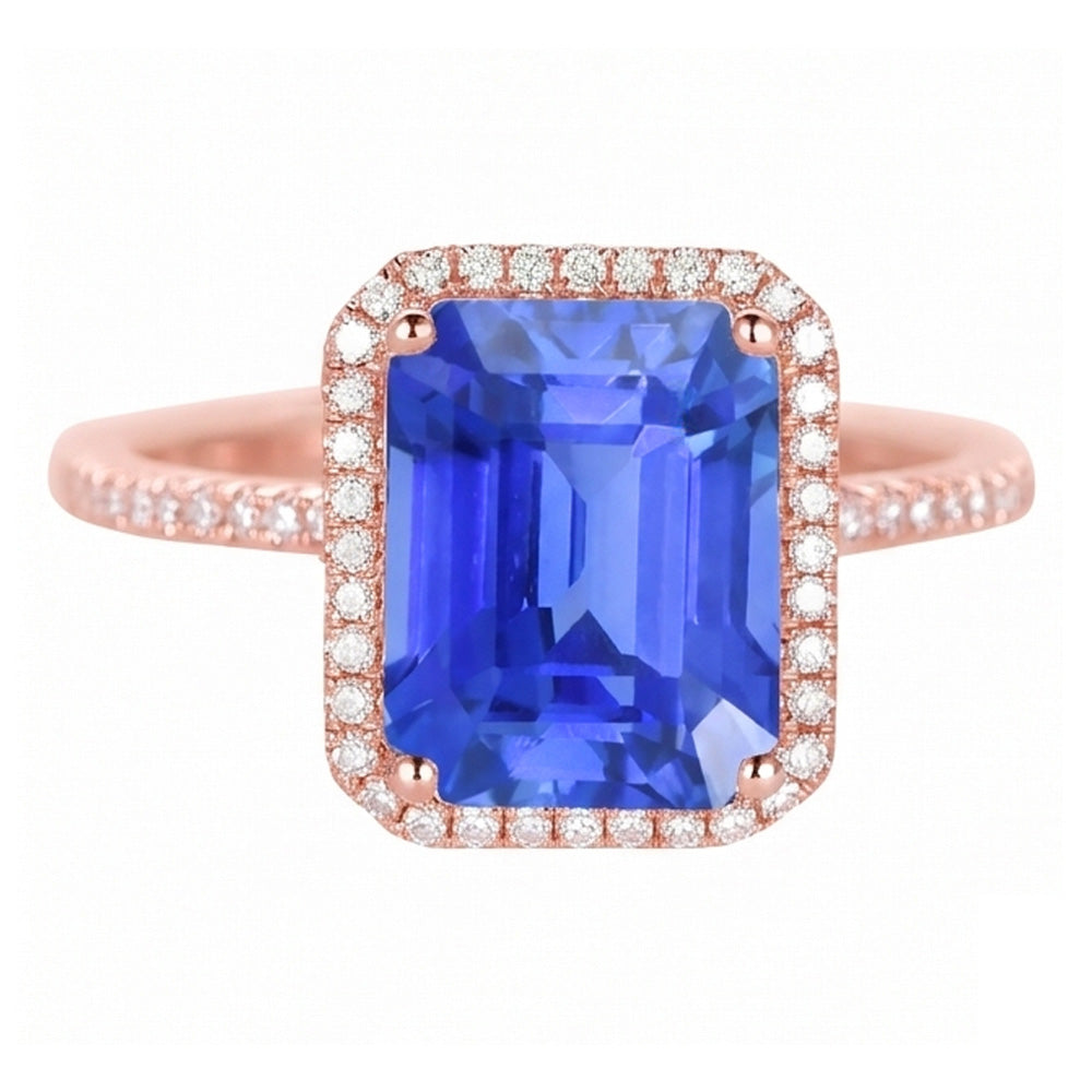 Natural Sapphire Ring 4.50ct - Rose Gold 14K