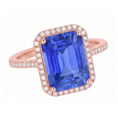 Natural Sapphire Ring 4.50ct - Rose Gold 14K