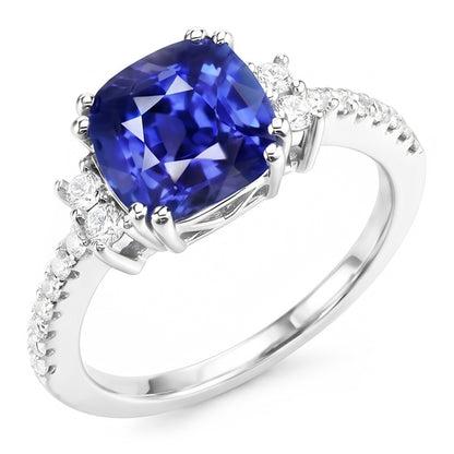 Natural Sapphire Ring 4.50ct - White Gold 14K