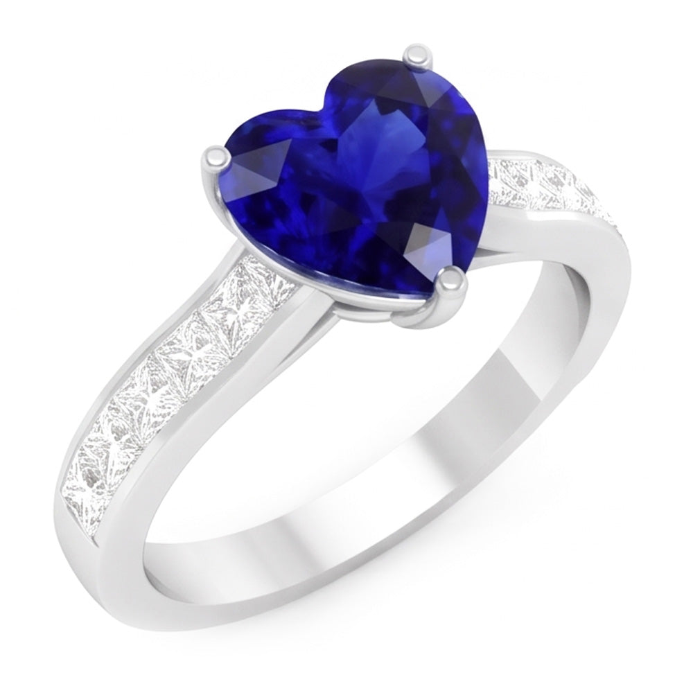 Natural Sapphire Ring 4.50ct - White Gold 14K