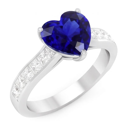 Natural Sapphire Ring 4.50ct - White Gold 14K