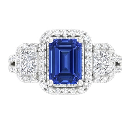 Natural Sapphire Ring 4.50ct - White Gold 14K