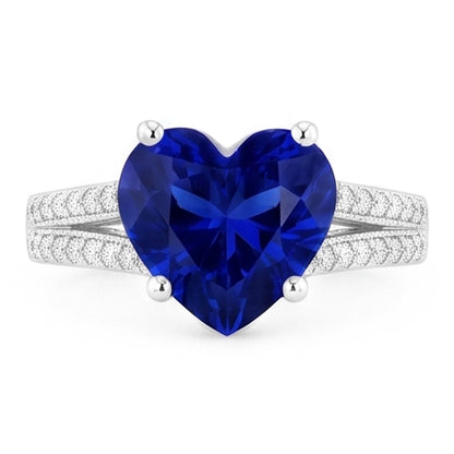 Natural Sapphire Ring 4.50ct - White Gold 14K