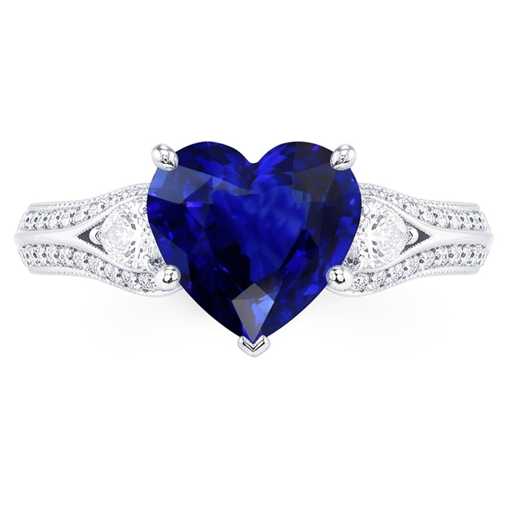 Natural Sapphire Ring 4.50ct - White Gold 14K