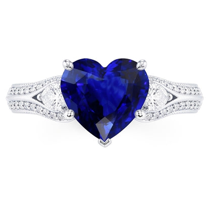 Natural Sapphire Ring 4.50ct - White Gold 14K