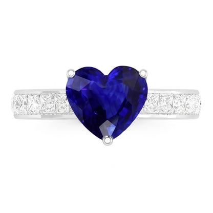 Natural Sapphire Ring 4.50ct - White Gold 14K