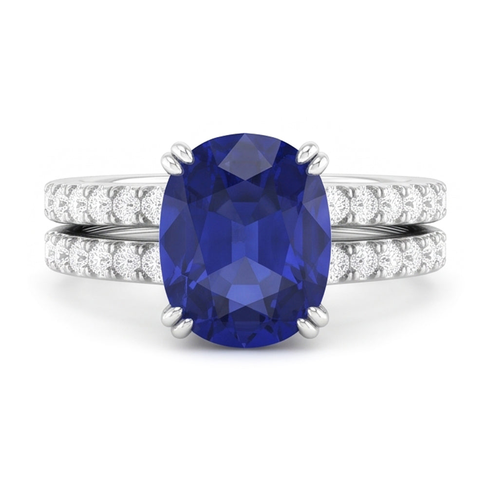 Natural Sapphire Ring 4.50ct - White Gold 14K
