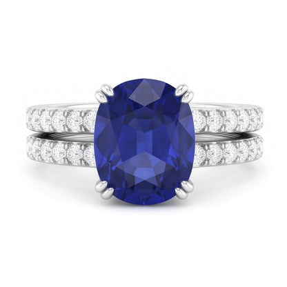 Natural Sapphire Ring 4.50ct - White Gold 14K