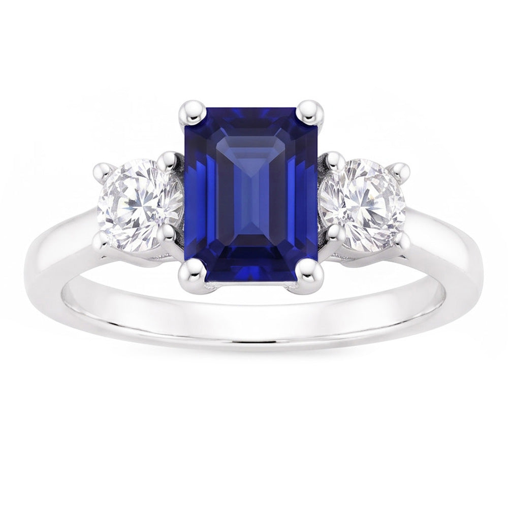 Natural Sapphire Ring 4.50ct - White Gold 14K