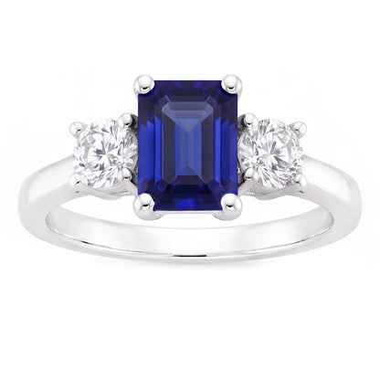 Natural Sapphire Ring 4.50ct - White Gold 14K