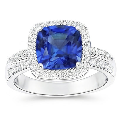 Natural Sapphire Ring 4.50ct - White Gold 14K