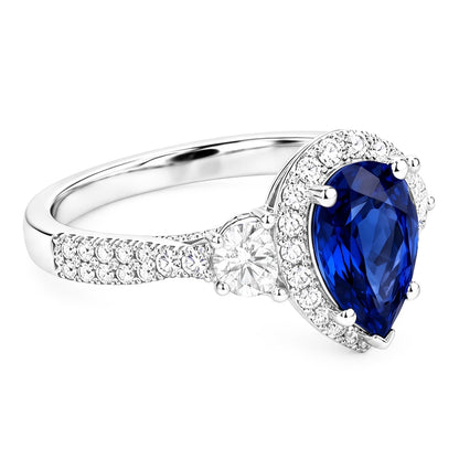 Natural Sapphire Ring 4.50ct - White Gold 14K