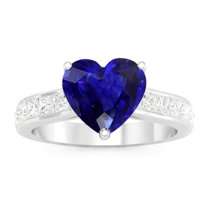 Natural Sapphire Ring 4.50ct - White Gold 14K