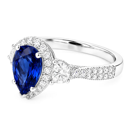 Natural Sapphire Ring 4.50ct - White Gold 14K