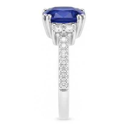 Natural Sapphire Ring 4.50ct - White Gold 14K