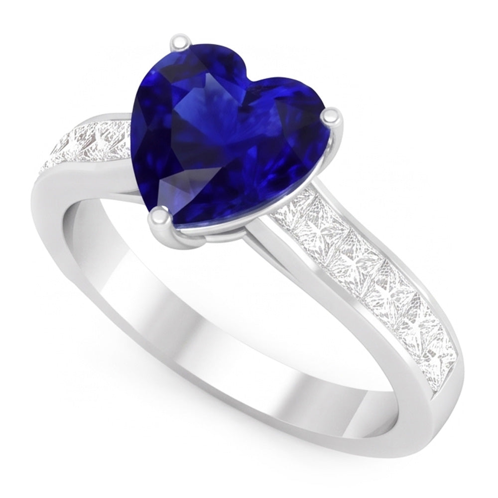 Natural Sapphire Ring 4.50ct - White Gold 14K