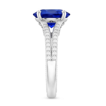 Natural Sapphire Ring 4.50ct - White Gold 14K