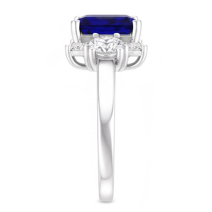 Natural Sapphire Ring 4.50ct - White Gold 14K