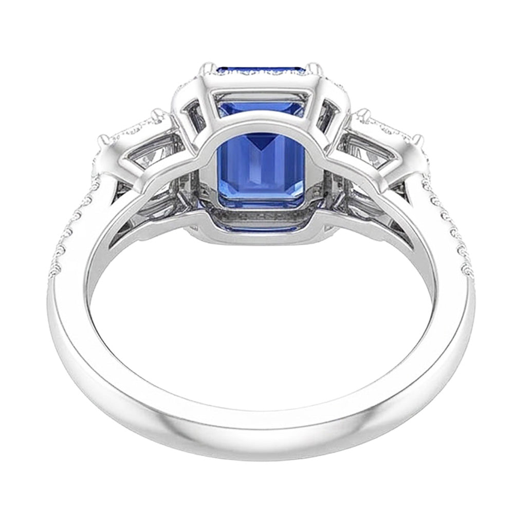 Natural Sapphire Ring 4.50ct - White Gold 14K