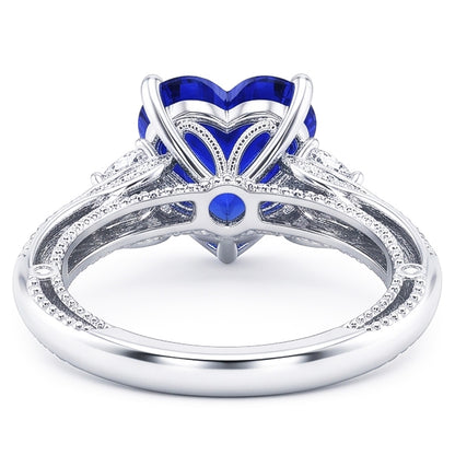 Natural Sapphire Ring 4.50ct - White Gold 14K
