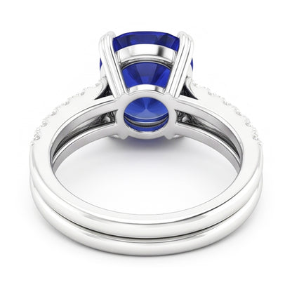 Natural Sapphire Ring 4.50ct - White Gold 14K
