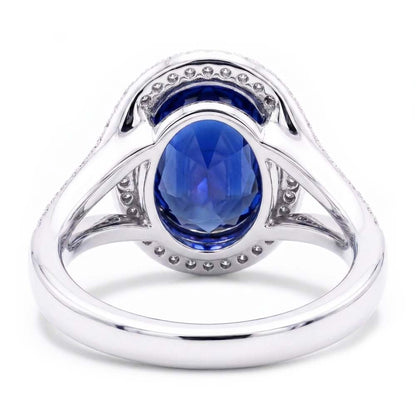 Natural Sapphire Ring 4.50ct - White Gold 14K