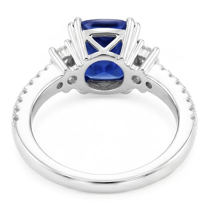 Natural Sapphire Ring 4.50ct - White Gold 14K