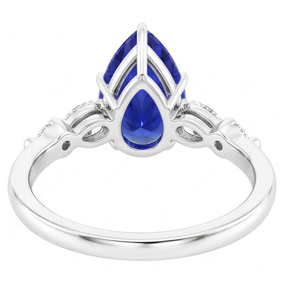 Natural Sapphire Ring 4.50ct - White Gold 14K