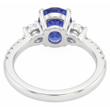 Natural Sapphire Ring 4.50ct - White Gold 14K