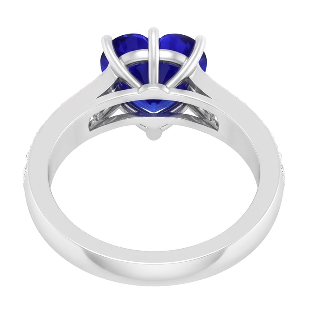 Natural Sapphire Ring 4.50ct - White Gold 14K