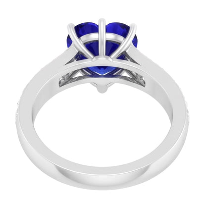 Natural Sapphire Ring 4.50ct - White Gold 14K