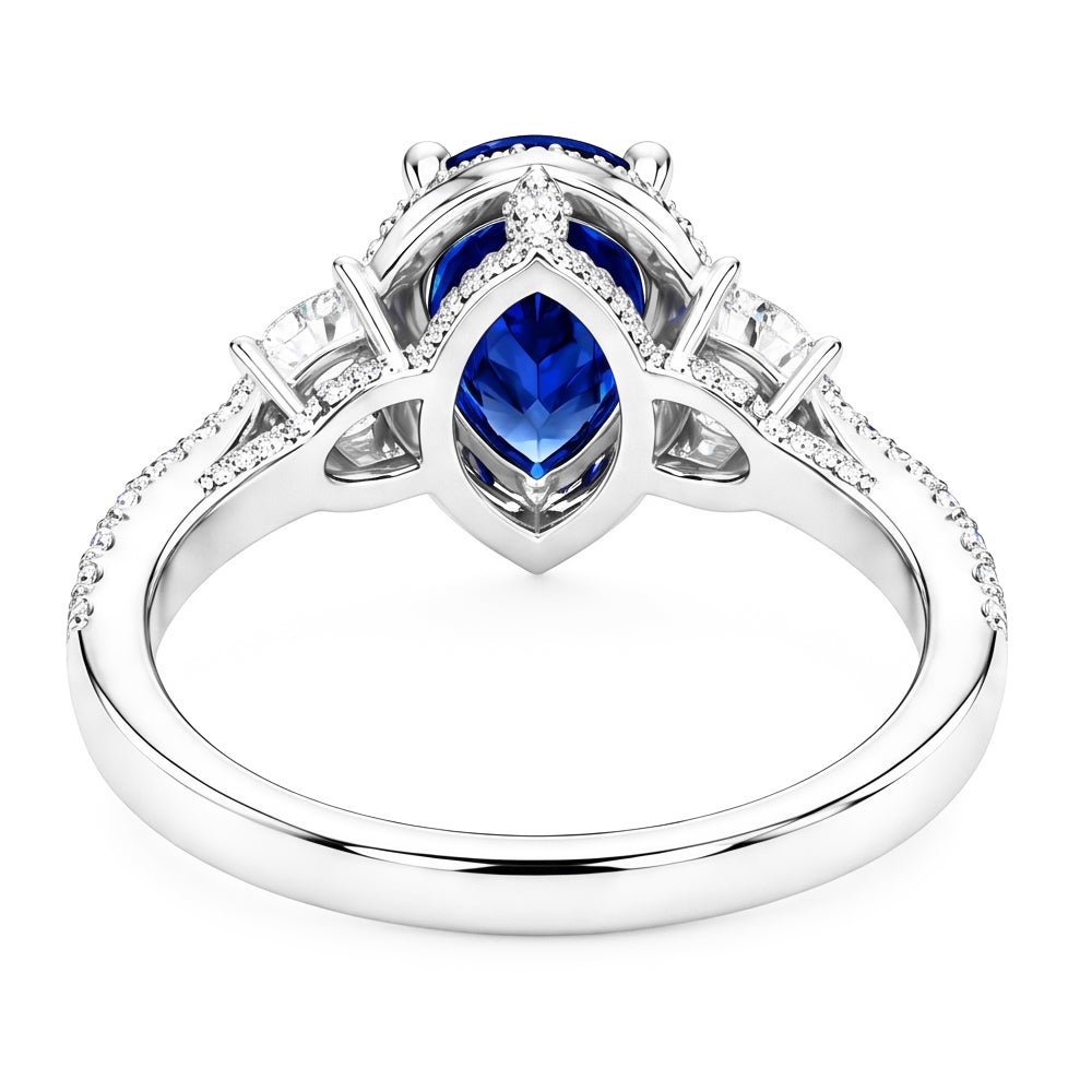 Natural Sapphire Ring 4.50ct - White Gold 14K