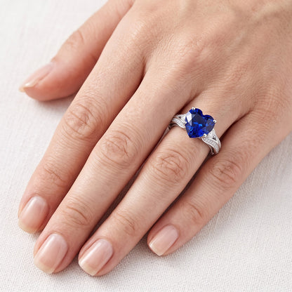 Natural Sapphire Ring 4.50ct - White Gold 14K
