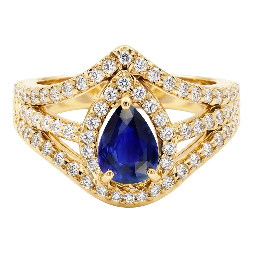 Natural Sapphire Ring 4.50ct - Yellow Gold 14K