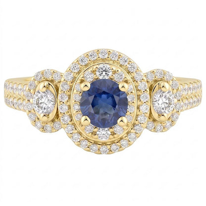 Natural Sapphire Ring 4.50ct - Yellow Gold 14K